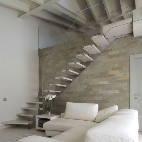 Scala dritta - IBISCO MONOLAMA P – FASCIA - New Living srl - con gradini in legno / con struttura in metallo / contemporanea