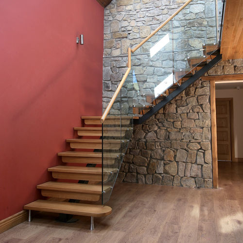 Scala dritta - GERANIO P - New Living srl - a L / con gradini in legno / con struttura in acciaio