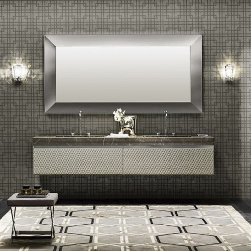 Piano lavabo doppio - FOUR SEASON 02 - Milldue - in marmo / in ecopelle