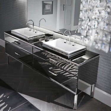 Lavabo da appoggio - ZURIGO 63 - Milldue - in marmo / in acciaio lucido / rettangolare