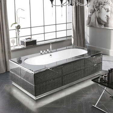 Vasca da bagno ovale - ZURIGO 200 - Milldue - da appoggio / in acciaio lucido / in vetro