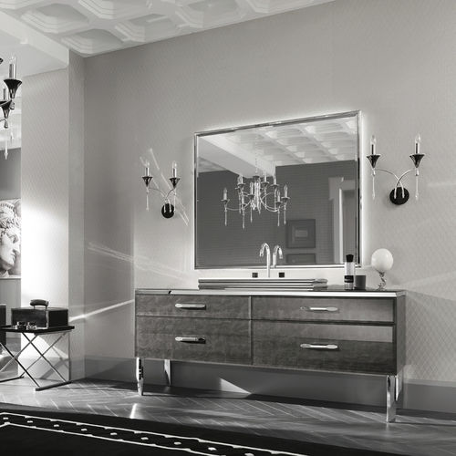 Piano lavabo in vetro - HILTON 02 - Milldue - in acciaio lucido