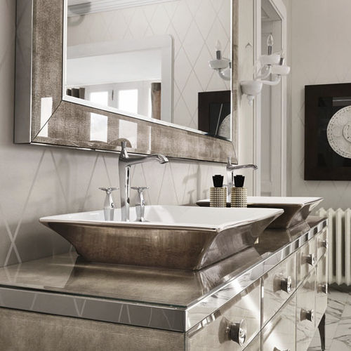 Lavabo da appoggio - NIZZA 68 - Milldue - in ceramica / in platino / rettangolare