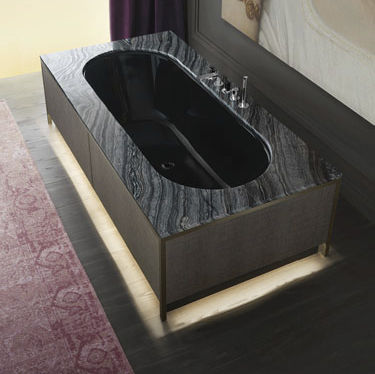 Vasca da bagno da appoggio - NEW YORK 200 - Milldue - in rovere / in alluminio / in ottone spazzolato