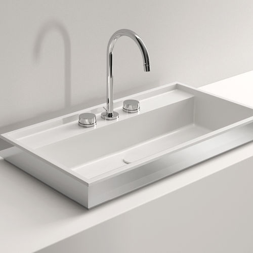 Lavabo da appoggio - DETROIT 80 - Milldue - in acciaio / rettangolare / contemporaneo