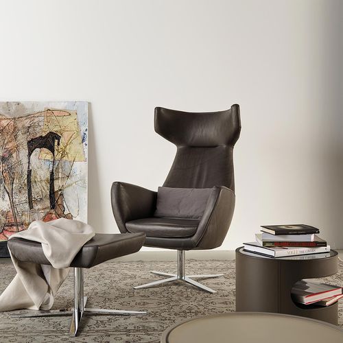 Poltrona contemporanea - GENTLEMAN - ART NOVA - in tessuto / in pelle / in legno