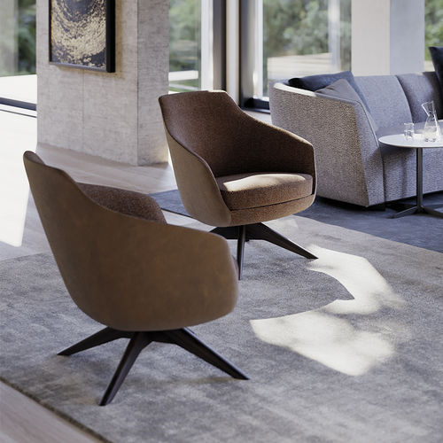 Poltrona contemporanea - CELINE - ART NOVA - in tessuto / in pelle / in legno