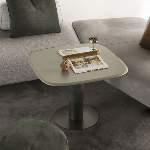 Tavolo d'appoggio contemporaneo - DYNAMIC - ART NOVA - in MDF laccato / in pelle / con supporto in acciaio