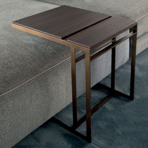 Tavolo d'appoggio contemporaneo - GLAM - ART NOVA - in rovere / impiallacciato in legno / in pelle