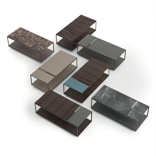 Tavolino basso contemporaneo - GLAM - ART NOVA - in rovere / impiallacciato in legno / in marmo