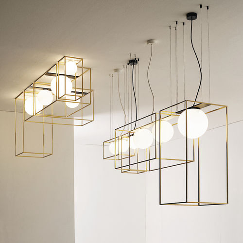 Plafoniera contemporanea - MULTIPLO - Vesoi - rettangolare / in vetro soffiato / in ottone