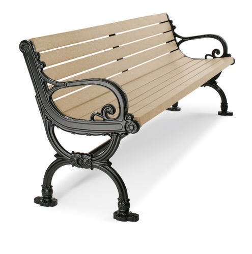 Panca per spazi pubblici classica - C-10 - Victor Stanley - in legno / in ferro / con schienale