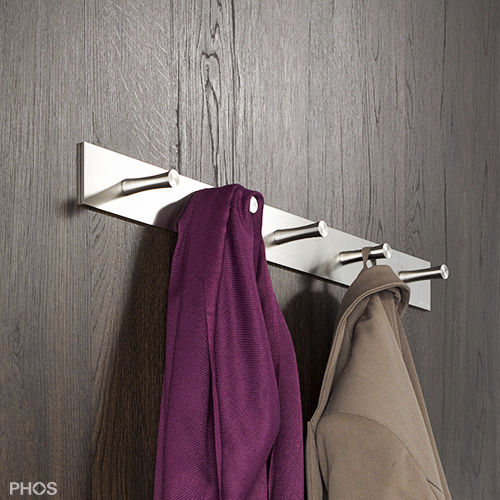 Appendiabiti da parete contemporaneo - HL-F - PHOS Design GmbH - in acciaio inossidabile spazzolato / multiplo / da bagno