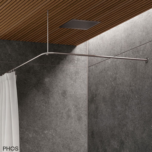 Barra per tenda da doccia in acciaio inossidabile spazzolato - DSE800K45 - PHOS Design GmbH - d'angolo / a forma di L