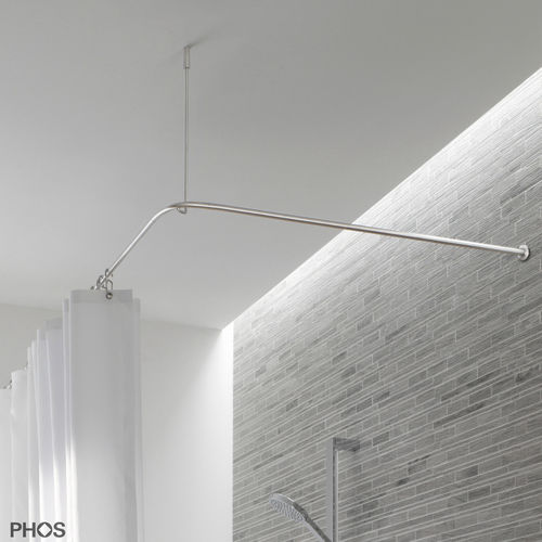 Barra per tenda da doccia in acciaio inossidabile spazzolato - DSE1700-700K45 - PHOS Design GmbH - d'angolo / a forma di L