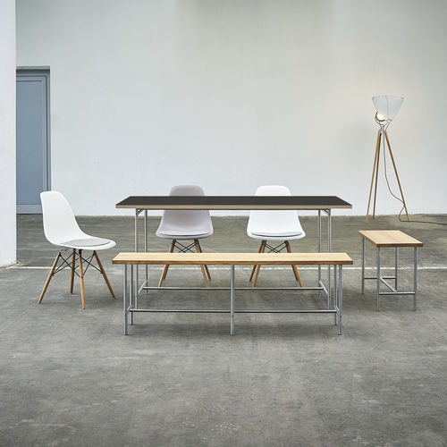 Tavolo da pranzo design minimalista - KATI-E1-MS - PHOS Design GmbH - in melaminico / con supporto in acciaio inossidabile / rettangolare