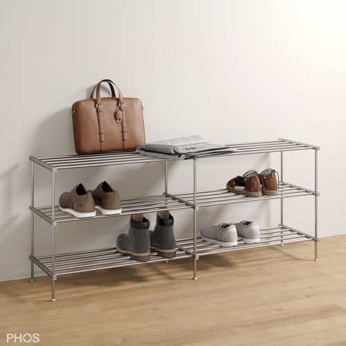 Scaffale per scarpe moderno - SR1200-3 - PHOS Design GmbH - a rotelle / autoportante / in acciaio inossidabile spazzolato