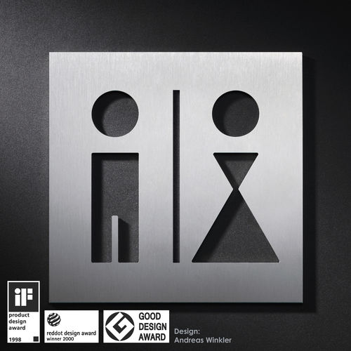 Pittogramma per porte per servizi sanitari - PS0201 - PHOS Design GmbH - in acciaio inossidabile spazzolato / da incollare / per ufficio