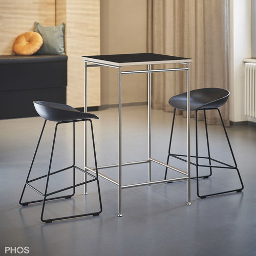 Tavolo alto contemporaneo - KATI-T1-60x60-L4178 - PHOS Design GmbH - in linoleum / con supporto in acciaio inossidabile / con base in melamina