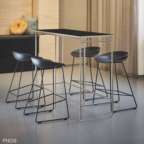 Tavolo alto contemporaneo - KATI-ST-140x60-LA - PHOS Design GmbH - in melaminico / in linoleum / con supporto in acciaio inossidabile