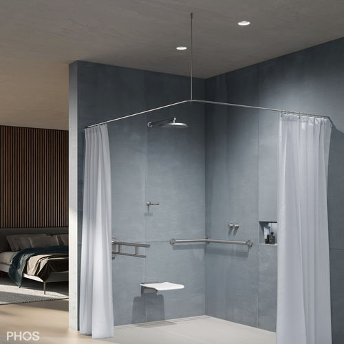 Barra per tenda da doccia in acciaio inossidabile spazzolato - DSE1000 - PHOS Design GmbH - d'angolo / a forma di L
