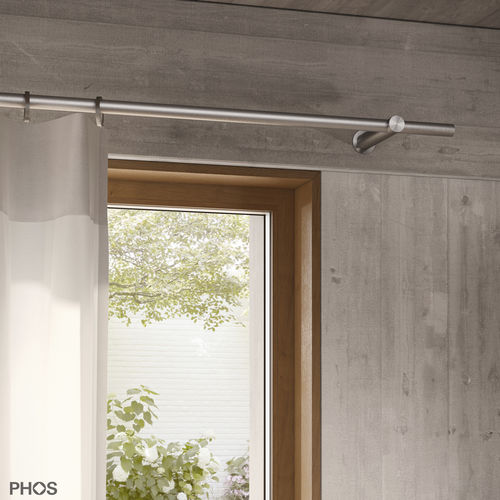 Bastone per tende in acciaio inossidabile spazzolato - VS26-135-1000 - PHOS Design GmbH - con azionamento manuale / su misura / con fissaggio murale