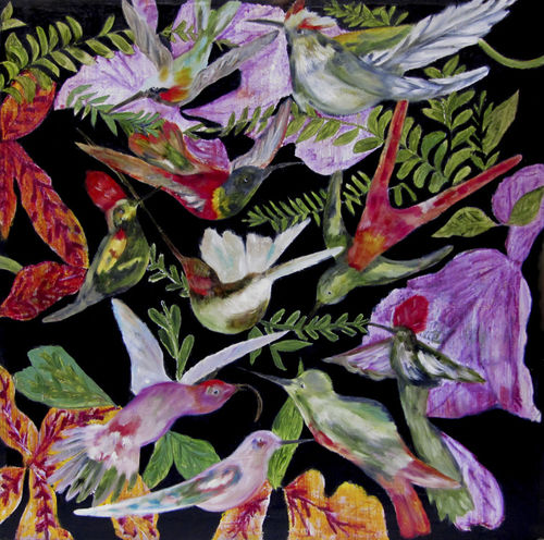 Quadro pittura a olio - TROPICAL BLACK - ICI ET LA - misto / floreale / per hotel