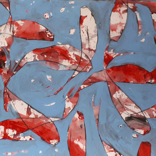 Quadro acrilico - KISS - ICI ET LA - astratto / arte figurativa / per hotel