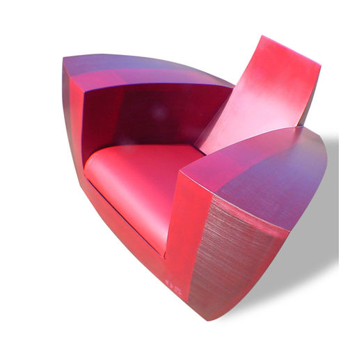 Poltrona contemporanea - EASY ONE COLOR - ICI ET LA - in pelle / in acciaio verniciato / fatta a mano