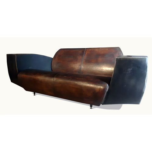 Divano design industriale - EASY ONE XL - aged - ICI ET LA - in pelle / su misura / con braccioli