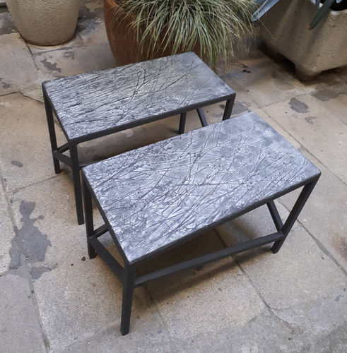 Panca da giardino contemporanea - EMPREINTES - ICI ET LA - in acciaio / in calcestruzzo fibrorinfrozato / su misura