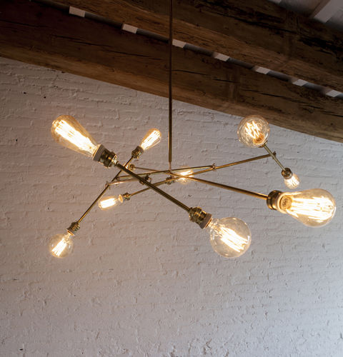 Lampadario contemporaneo - MOGI 10 - ICI ET LA - in ottone / contract / a incandescenza