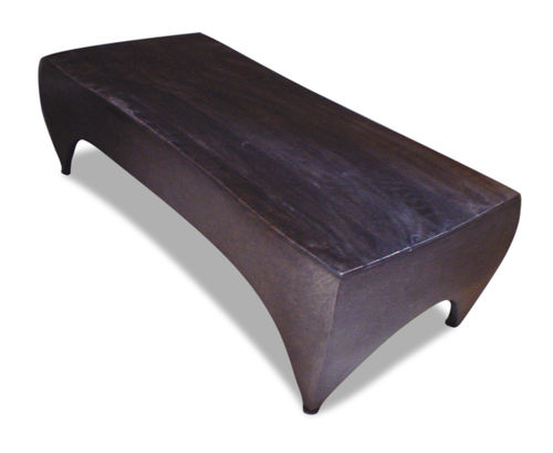 Tavolino basso design industriale - ROBLE  - ICI ET LA - in rovere / con supporto in lamiera di acciaio / rettangolare