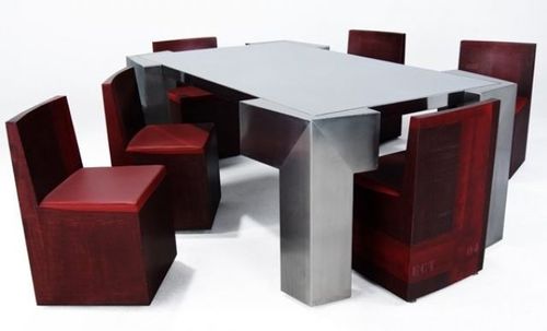 Set tavolo e sedia design originale - BIG CONNECT US  - ICI ET LA - per interni / in acciaio / in acciaio inossidabile