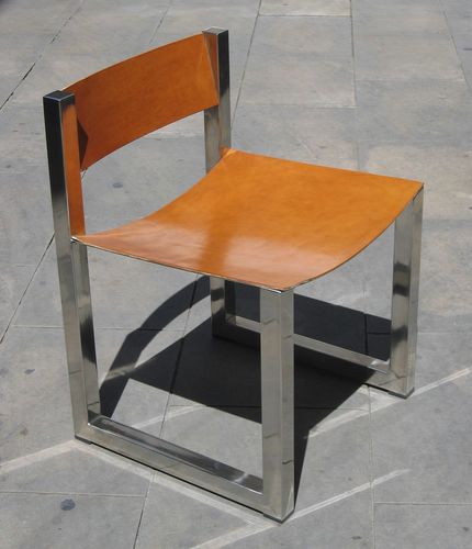 Sedia design Bauhaus - DEL ESCRITORIO  - ICI ET LA - da interno / in pelle / con supporto in acciaio inossidabile