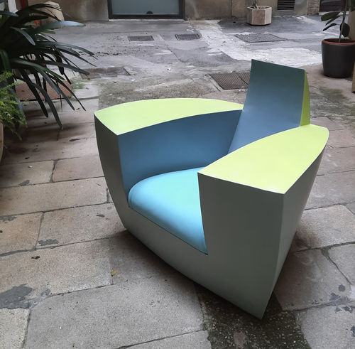 Poltrona club design originale - MINT EASY ONE - ICI ET LA - in pelle / in acciaio laccato / fatta a mano