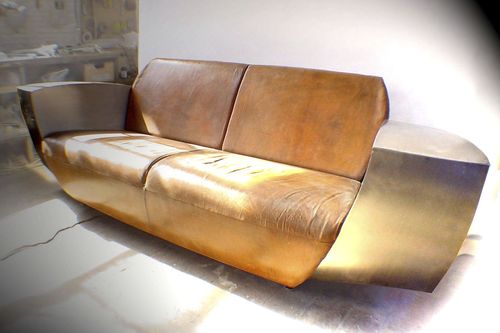 Divano design originale - EASY ONE  - ICI ET LA - da esterno / in pelle / su misura