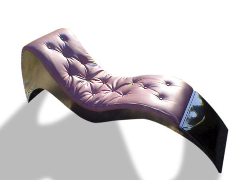 Chaise longue design originale - THE PINK WAVE  - ICI ET LA - in pelle / in acciaio inossidabile lucido / da esterno