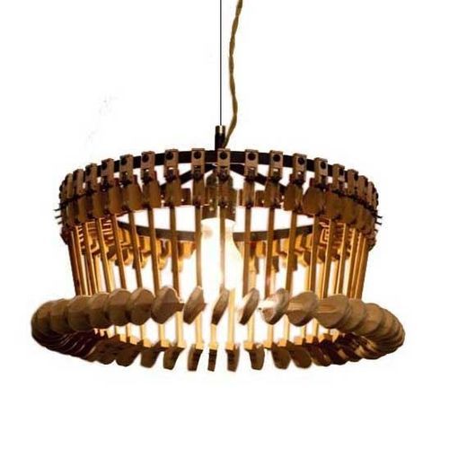 Lampada a sospensione - MARTELLS - ICI ET LA - in ferro / in legno / design originale