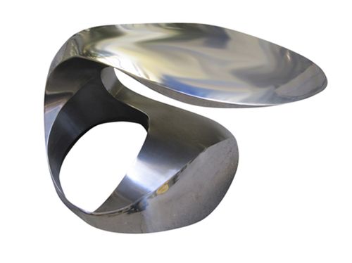 Tavolino basso design originale - CHARMED - ICI ET LA - in acciaio inossidabile / rotondo / ovale