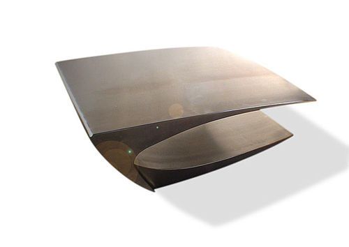 Tavolino basso design originale - UNFLAT  - ICI ET LA - in acciaio inossidabile / rettangolare / con rotelle