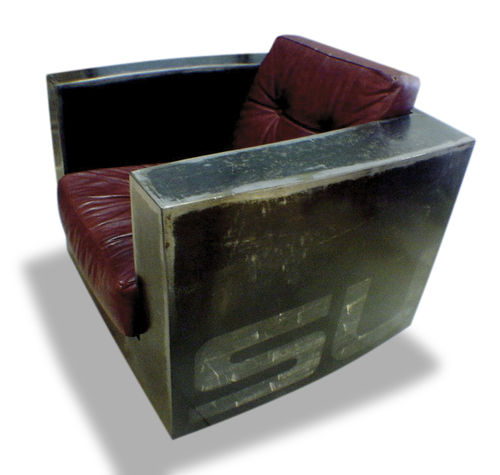 Poltrona club contemporanea - CRATE_SUGARI - ICI ET LA - in pelle / in metallo / con cuscino rimovibile