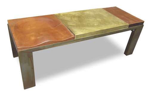 Panca contemporanea - BRASS BENCH - ICI ET LA - in legno / in rovere / in acciaio