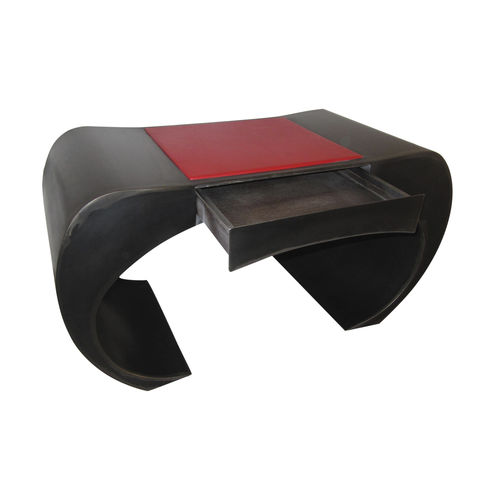 Scrivania design industriale - WAIST BLACK - ICI ET LA - in acciaio / in pelle / su misura