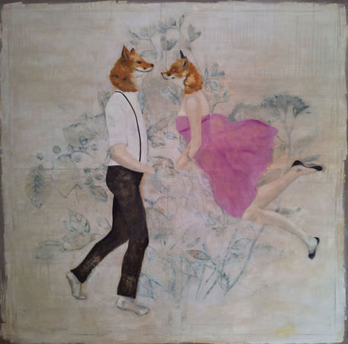 Quadro pittura a olio - THE FOXIES - ICI ET LA - misto