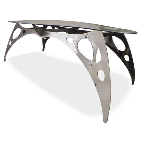 Tavolo design originale - BRIDGE - ICI ET LA - in vetro / con supporto in acciaio / con supporto in alluminio
