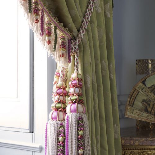 Tessuto per tende - FLORIS - Houles - a fiori / damasco / in cotone