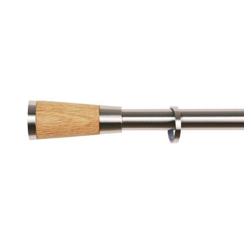 Bastone per tende in metallo cromato - CONIC  - Houles - in metallo spazzolato / in legno / con fissaggio murale