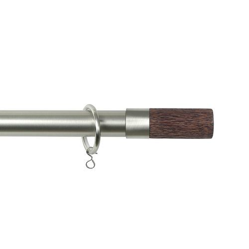 Bastone Per Tende In Legno Massello Di Faggio - Asta Singola 180cm, Diametro 25mm, Con Staffe