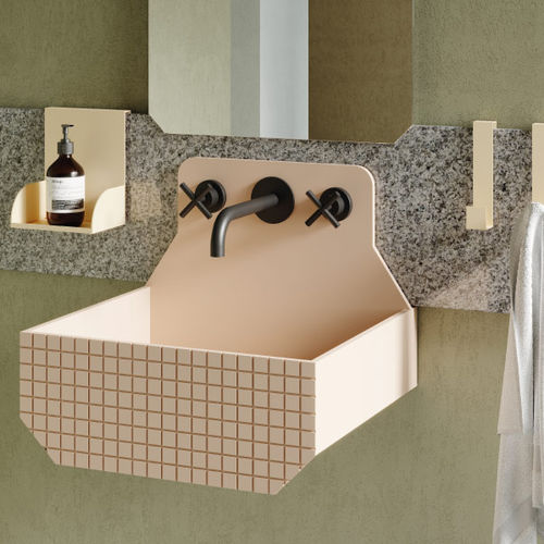 Lavabo sospeso - FRIEZE ONE HIGH CHECKERED - ex.t - in ceramica / rettangolare / 3 fori